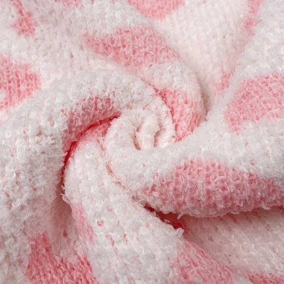 Pink Casual Womens Leopard Print Drop Shoulder Sweater & Drawstring Waist Shorts - Picture 3 of 5